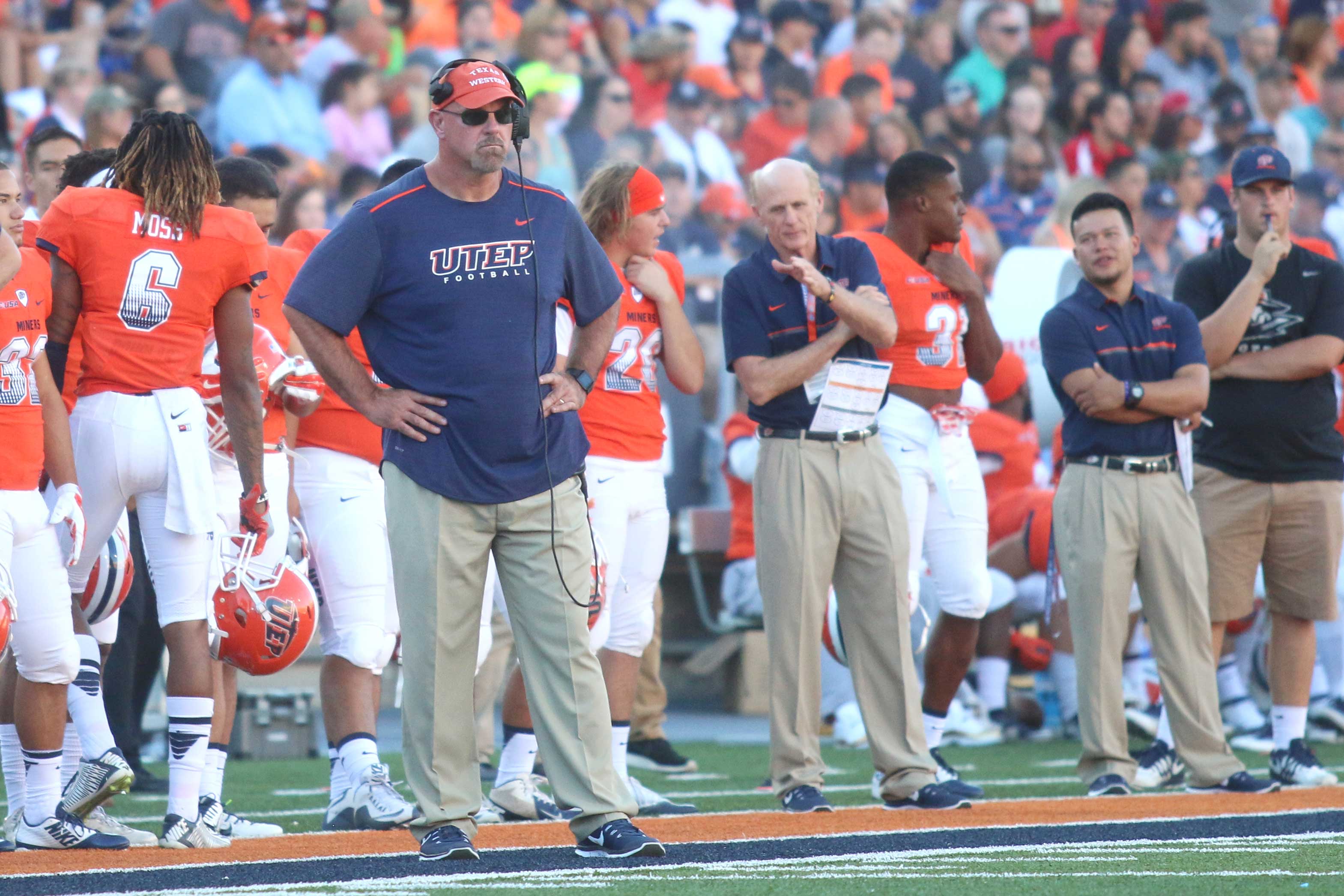 UTEP head coach Sean Kugler looks on against Colorado State in the