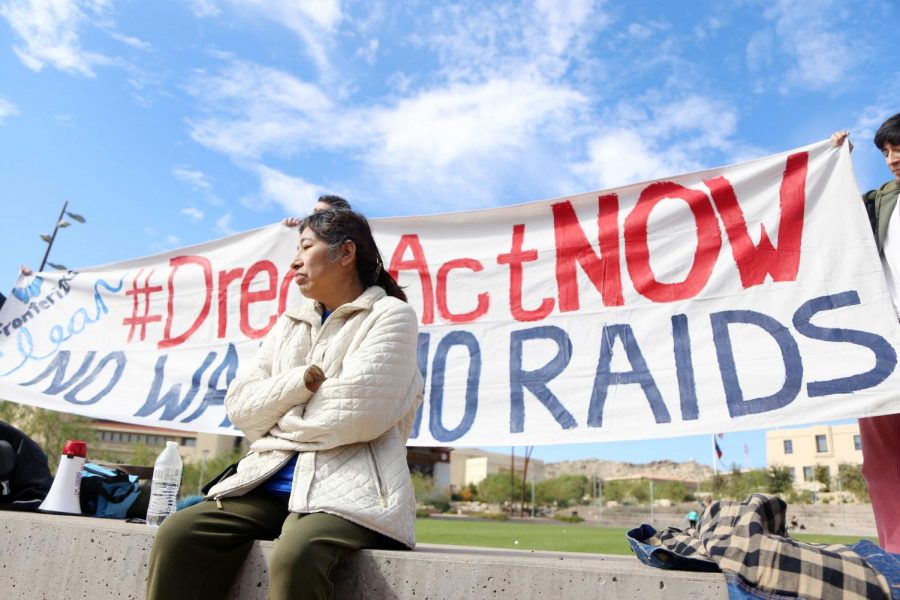 Over 100 students and supporters of the protest gathered around Centennial Plaza.