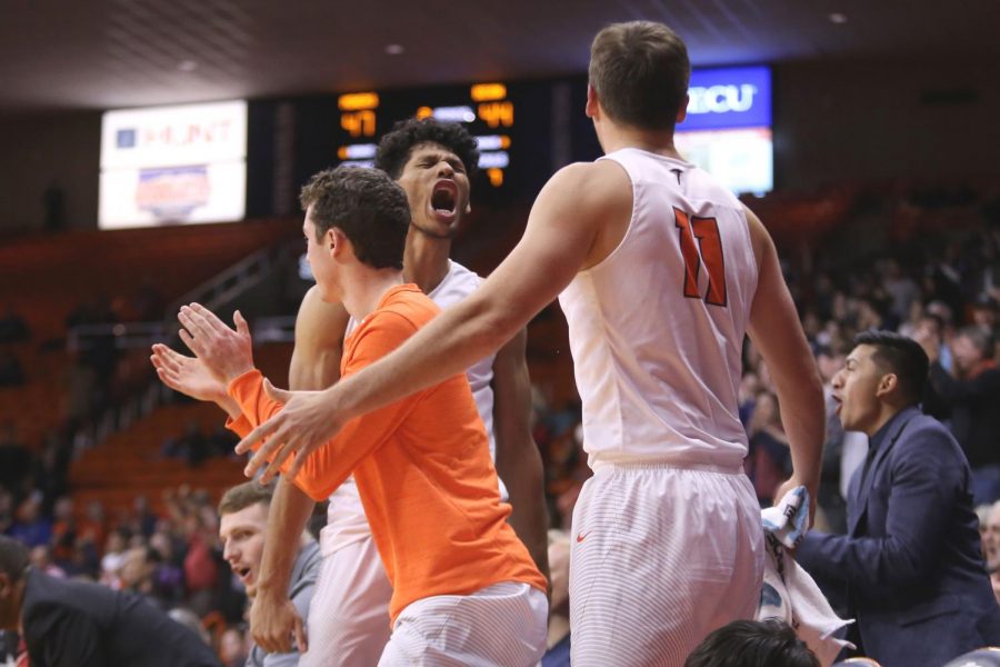 The MIners bench react after a brief fourth quarter lead. 