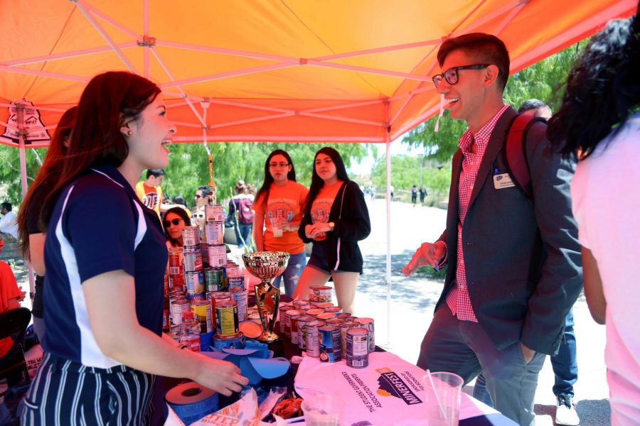 The first Miner fest featured information booths on Wednesday, April 18 at Centennial Plaza. 