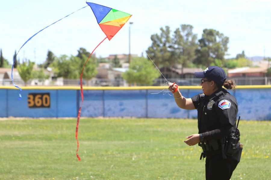 The Anthony, Texas Police Department flies a kite at the first annual Kite Festival on Saturday, May 19, at Ernie Rascon Memorial Park.  