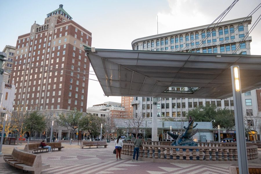 The San Jacinto Plaza located at 114 W Mills Ave.  