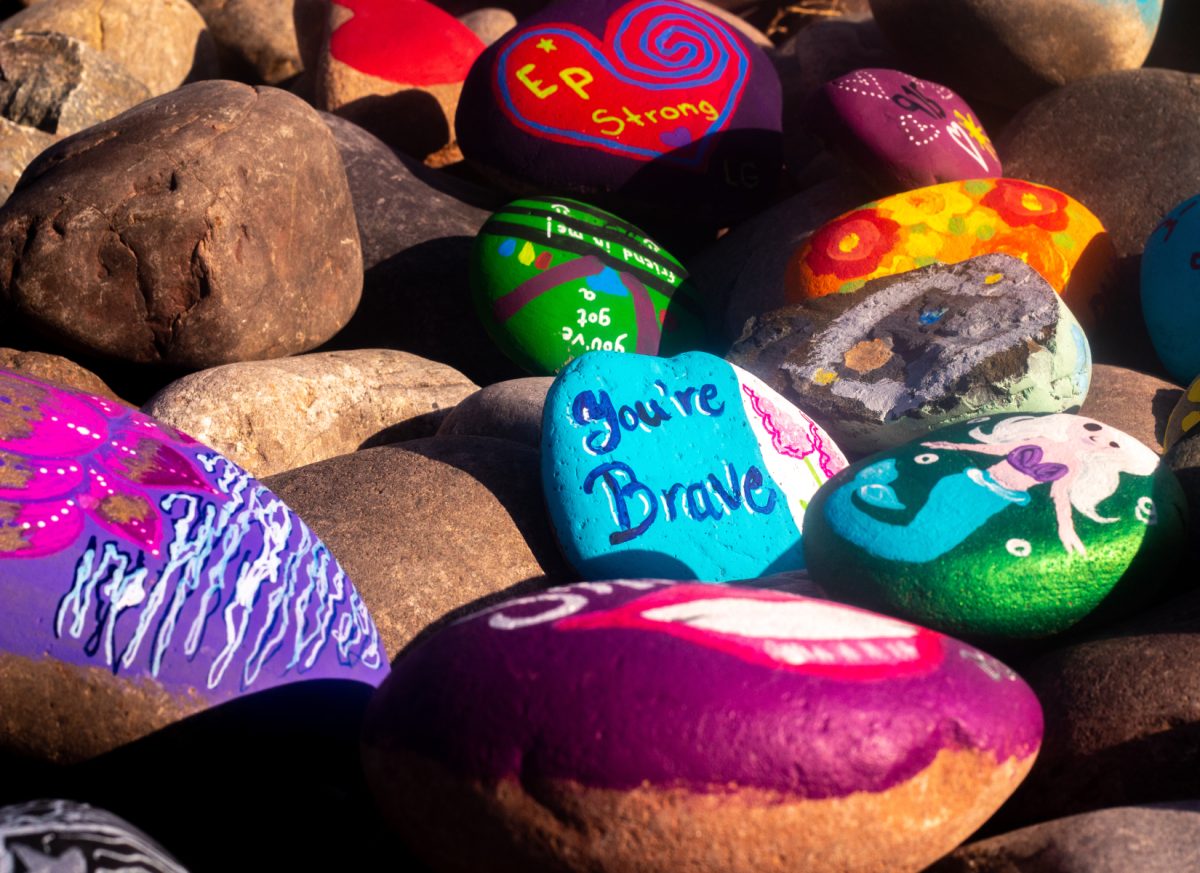 Rocks painted by the El Paso community to commemorate the fifth anniversary of Aug. 3. 