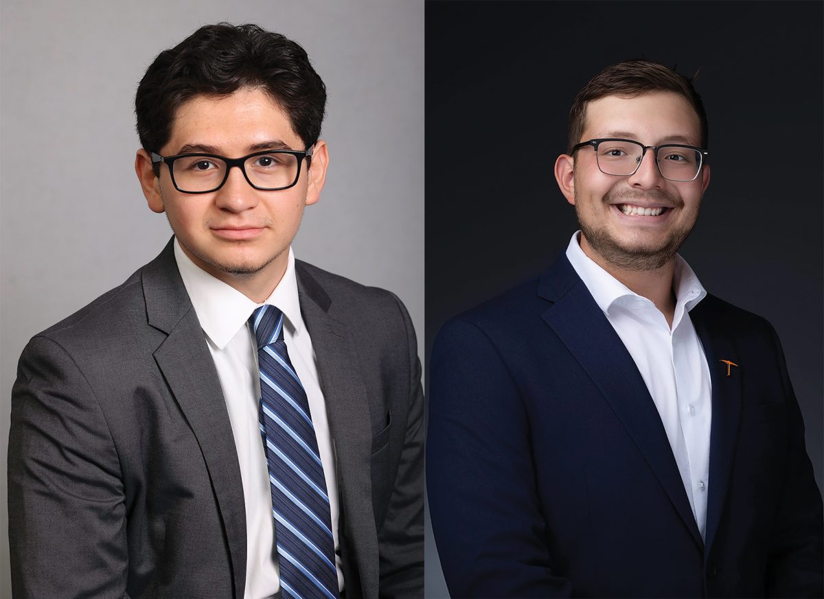 Edgar Loya (left) and James Paul Duran (right) are advocating for UTEP students to vote yes for the Student Union Referendum. 