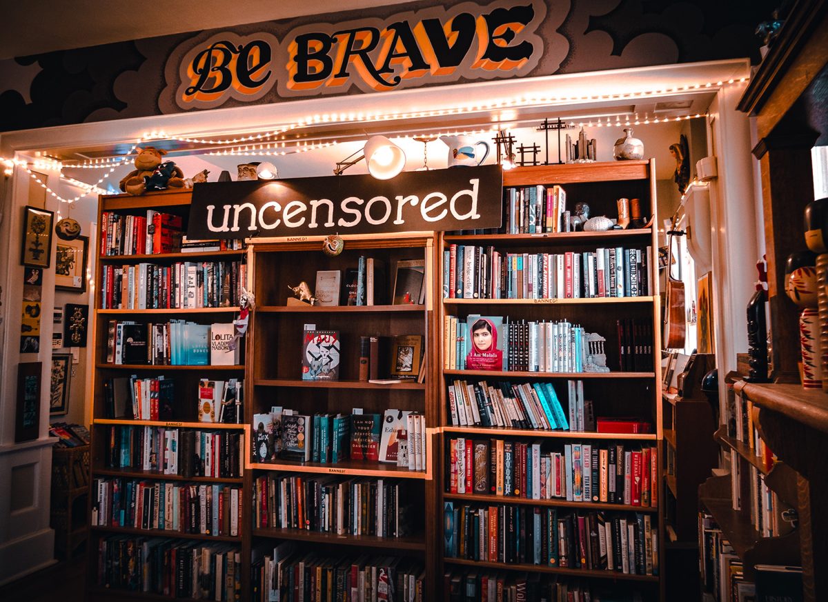 Brave Books host their “Banned Book Sale” where they displayed an exhibit of these books, marked off in yellow ban tape.