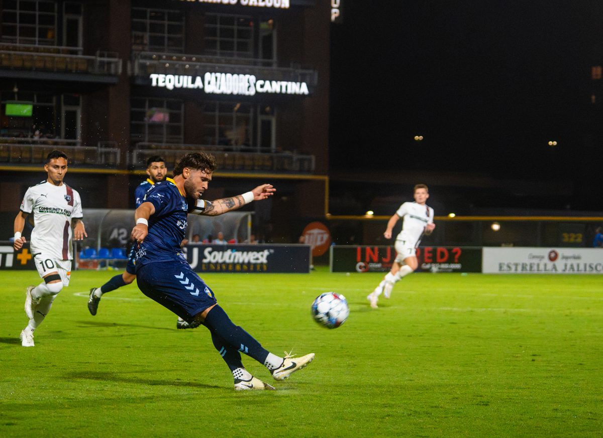 Defender Lucas Stauffer in control of the ball.