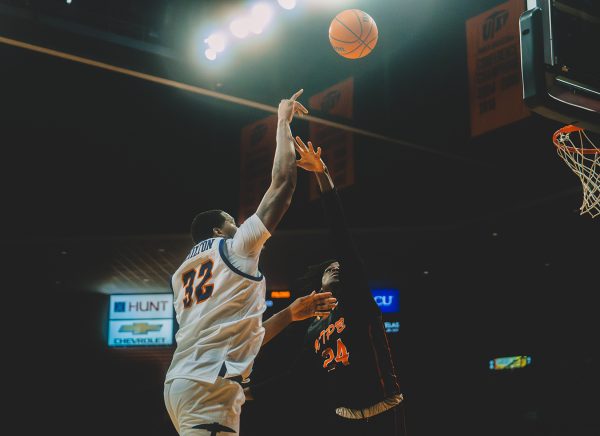 Forward Derick Hamilton throws the ball looking to score during a game against The University of Texas Permian Basin.