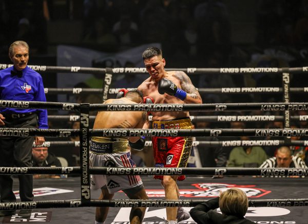 Jorge Tovar lands a right uppercut on Juan Francisco Barajas during their middleweight bout at Ring Wars XV on Feb. 22, 2025, at the El Paso County Coliseum.